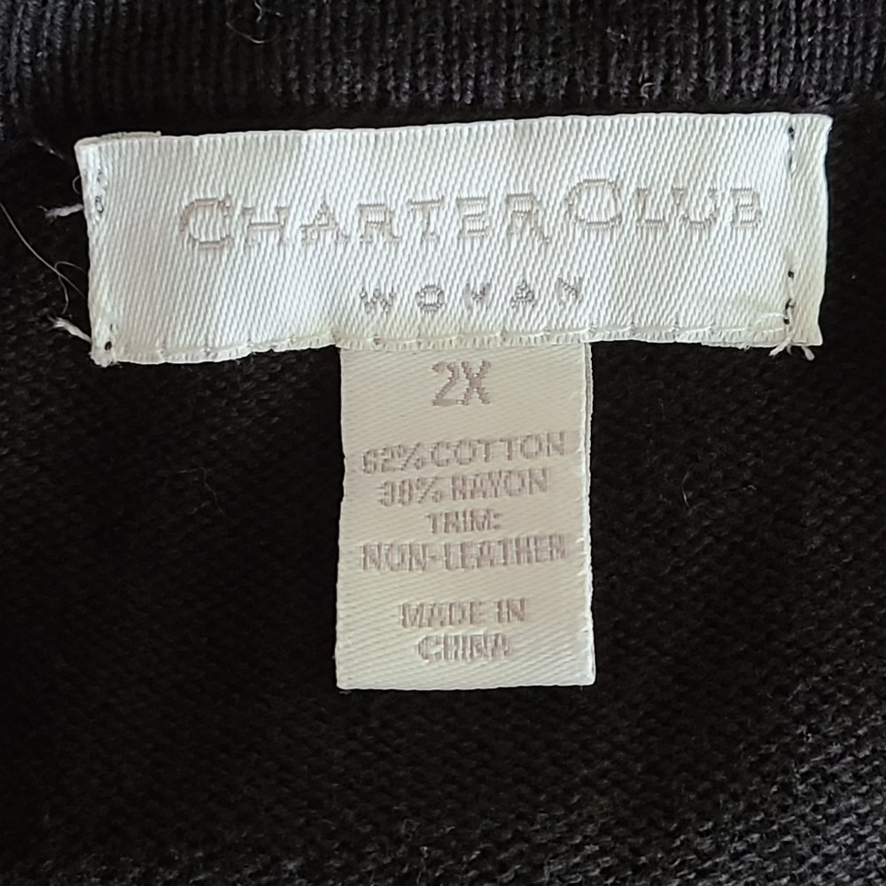 Charter Club Sweater 2X Black w/Gold Snap Buttons - Picture 6 of 6